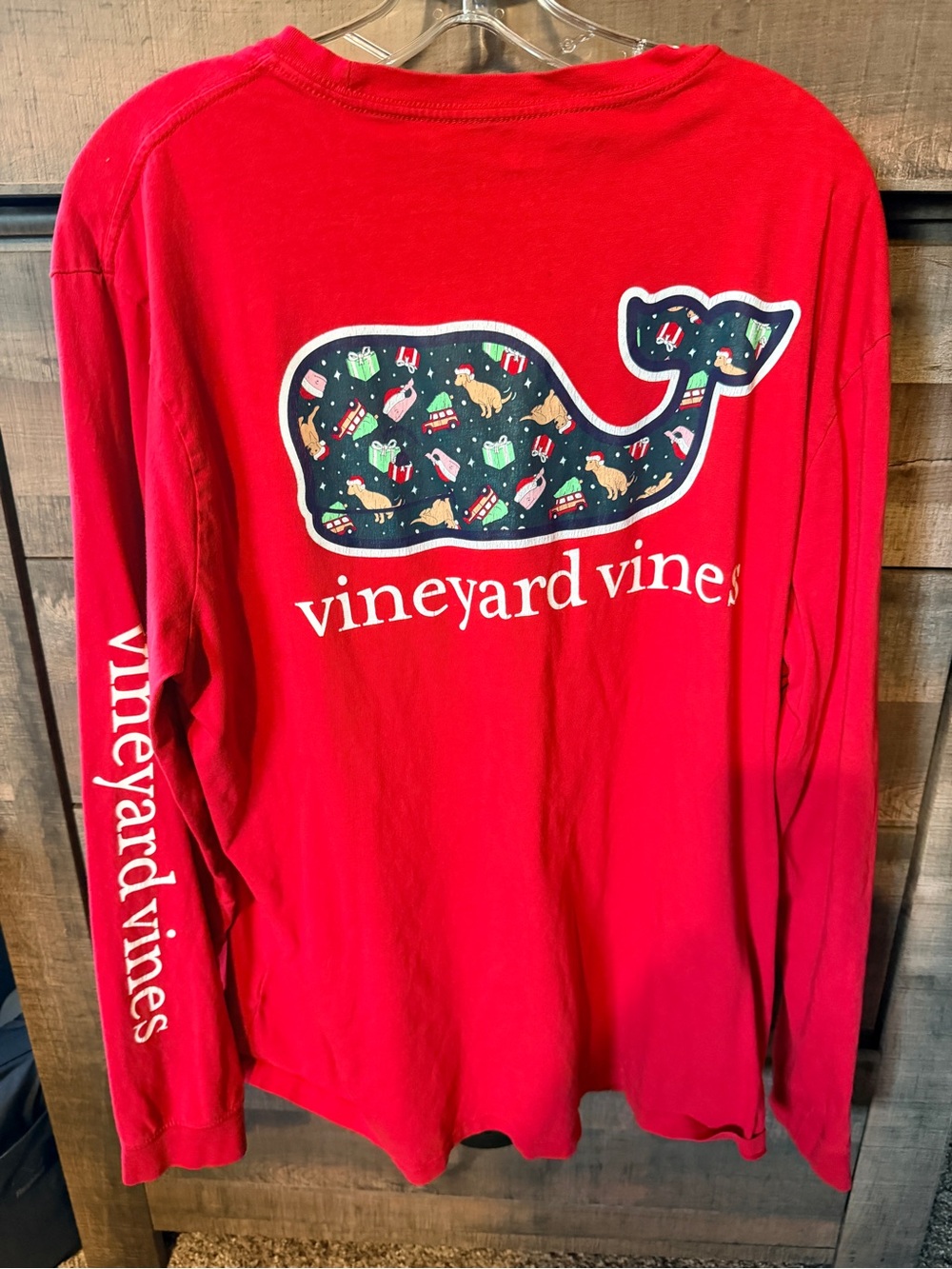 Vineyard Vines Red Long-Sleeve Whale Graphic Tee